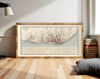 Old Map of Lisbon 1871 Portugal Mapa Antigo de Lisboa Vintage Map | Wall Map Print
