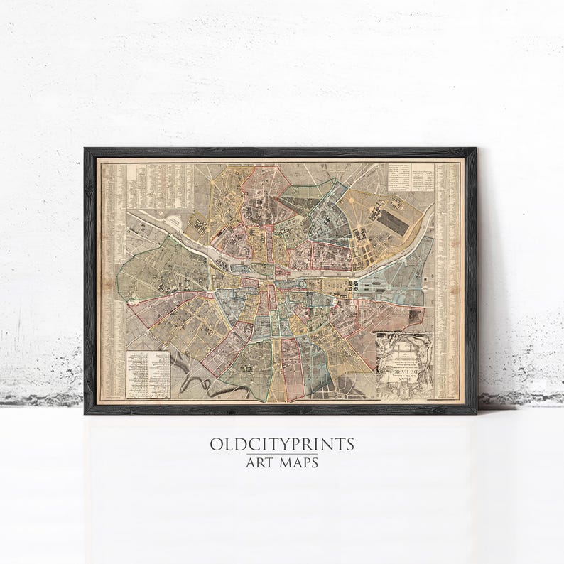 Old Map of Paris 1790 France Vintage Map of Paris | Wall Map Print - Etsy