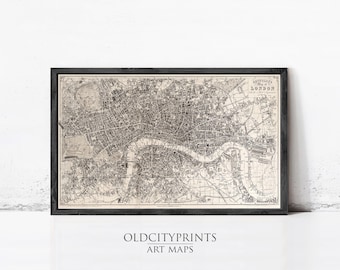 Old Map of London 1851 Vintage Map of London | Vintage Map Wall Art Print | Large Map Print | Home Decor Wall Art