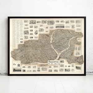 Old Map of Binghamton New York 1901  | Vintage Map Wall Art Print | Large Map Print | Home Decor Wall Art