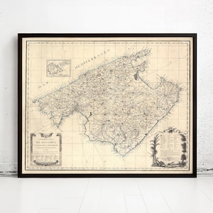Vintage Old Map of Mallorca Maiorca Majorca 1814 Vintage Map | Vintage Map Wall Art Print | Large Map Print | Home Decor Wall Art
