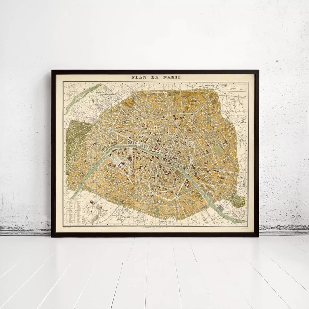 Old Map of Paris 1889 France Vintage Paris Plan | Wall Map Print - Etsy ...