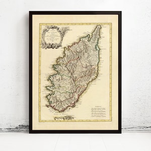 Beautiful Old Map of Corsica Isle de Corse 1783 Vintage Map | Vintage Map Wall Art Print | Large Map Print | Home Decor Wall Art