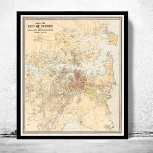 Old Map of Sydney and suburbs 1890 Vintage Map  | Vintage Map Wall Art Print | Large Map Print | Home Decor Wall Art