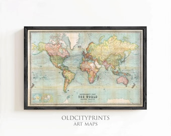 1627年 世界地図 古地図ポスター Rand MqNally製 1627年 世界地図 古地図ポスター Rand MqNally製 1627年 世界地図 古地図