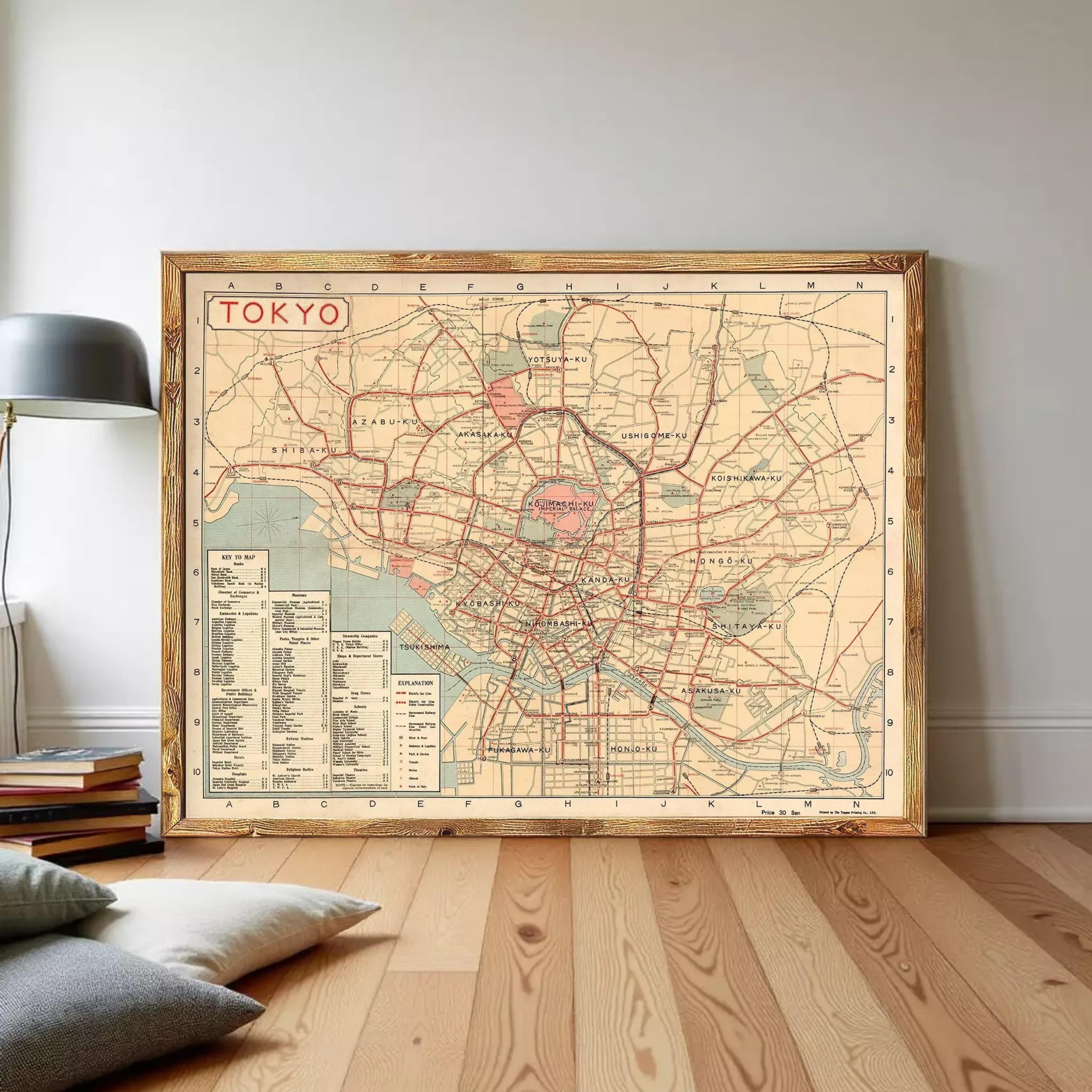 Old Map of Tokyo 1920 Japan Vintage Map Tokyo | Wall Map Print - Etsy ...