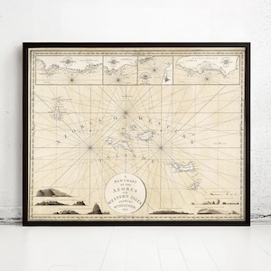 Old Map of Açores Azores Islands 1803 Vintage Map | Vintage Map Wall Art Print | Large Map Print | Home Decor Wall Art