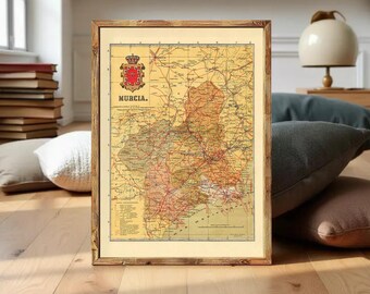 Old Map of Murcia Region 1900 Spain Vintage Map | Wall Map Print