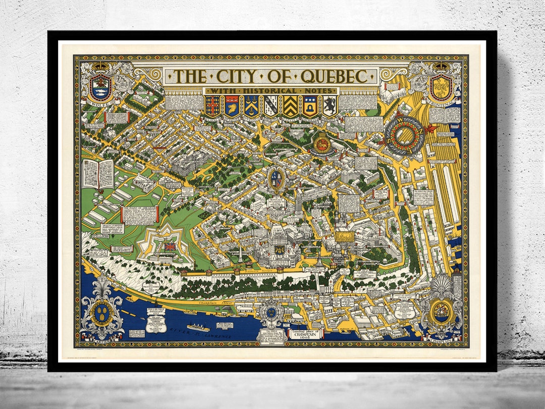Old Map Of Quebec City Canada 1932 Vintage Map Vintage Poster Wall Il 5vjx 