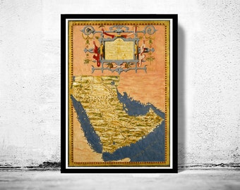 Old Map of Middle East Arabian Peninsula 1565 Vintage Map | Vintage Poster Wall Art Print | Wall Map Print |  Old Map Print