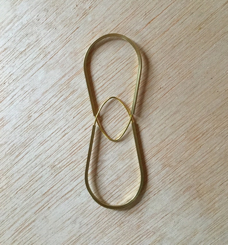 Handmade Brass Earring 2 inch Teardrop Cubed Hoop Minimalist Modern Design image 3