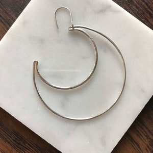 Handmade Crescent Moon Dangle Earrings in Sterling Silver or Brass Astrology Half Moon Boho Style image 4