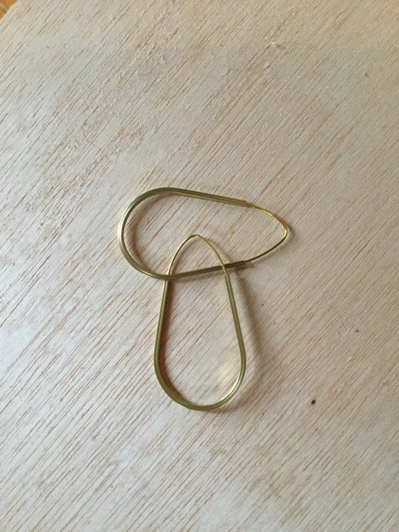 Handmade Brass Earring 2 inch Teardrop Cubed Hoop Minimalist Modern Design image 4