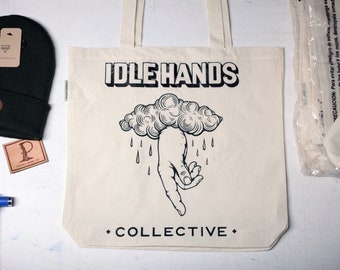 Idle Hands Collective 100% Cotton Double Stitched Screen Print Tote Portland Oregon