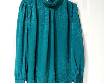 Teal Green Adelaar Vintage Business Casual Blouse Size 10