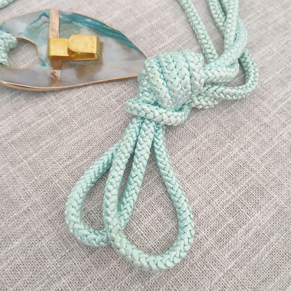 Teal Blue Large Abalone Shell Adjustable Rope Bel… - image 4