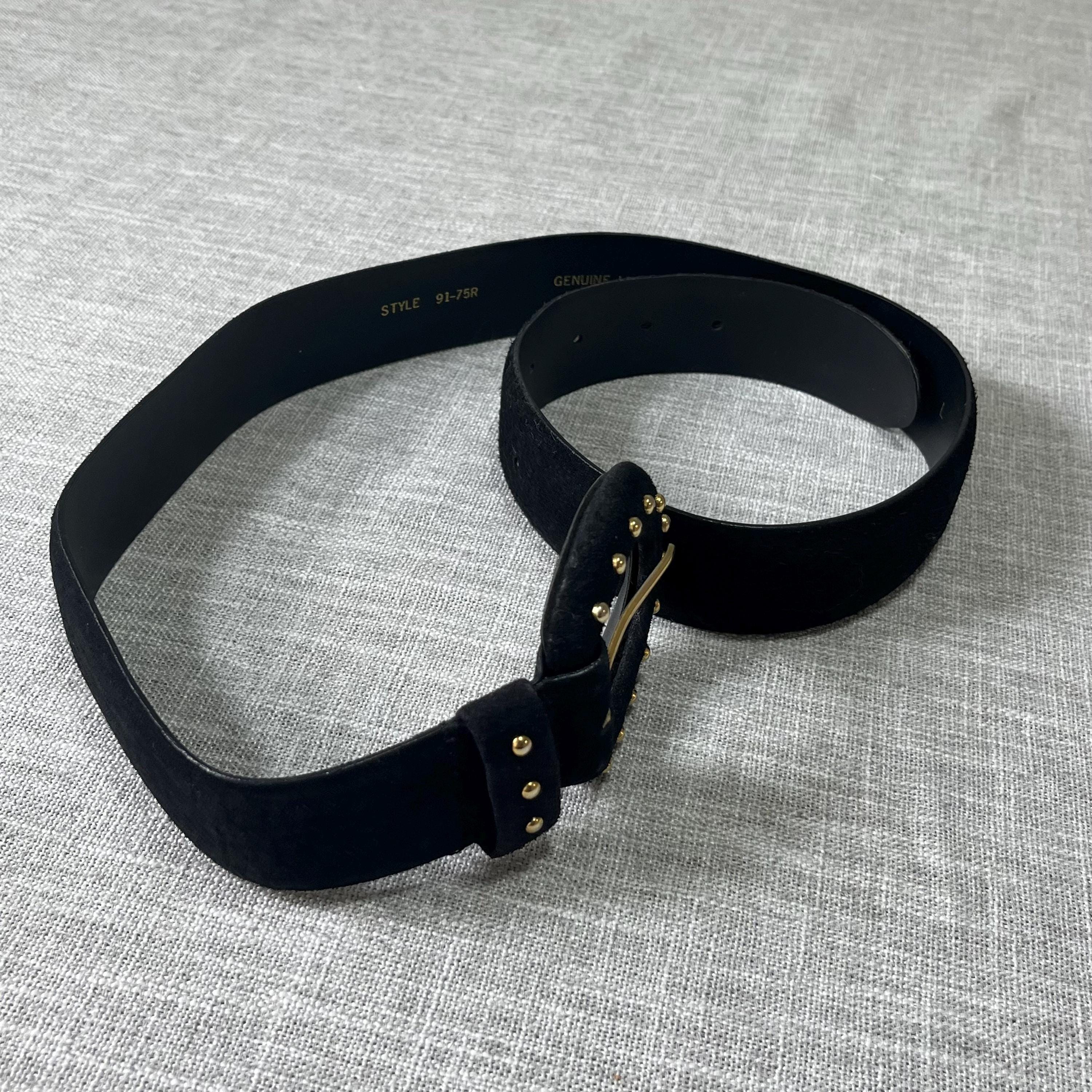 Black Suede Leather Belt with Gold Gem-Studded Buckle Women main image 4