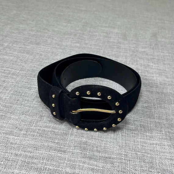 Vintage Black and Gold Studded Suede Cowgirl Belt Genuine  display picture 1