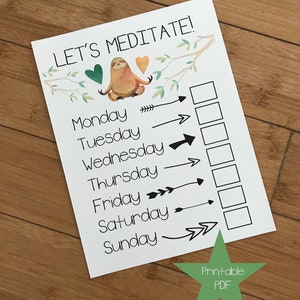 Printable Weekly Meditation Chart for Kids