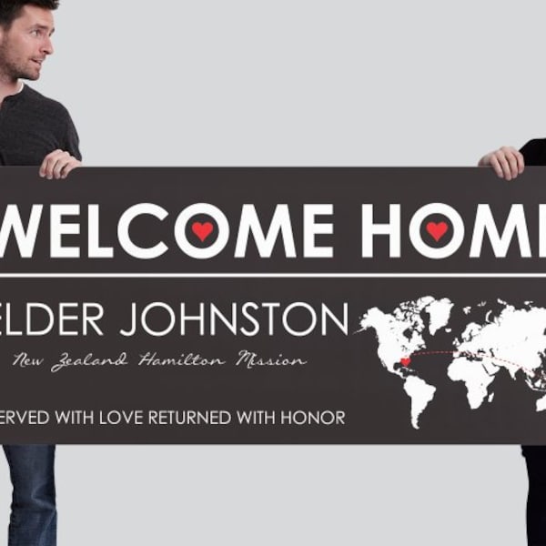 Personalized Welcome Home Banner, Return Missionary, LDS Missionary, Missionary Banner.