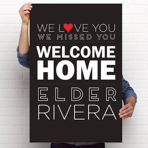 Póster, pancarta y letrero personalizado imprimible de bienvenida a casa para misioneros que regresan, misionero SUD.