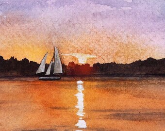 Severn Sails, Archival Pigment Art Print of Watercolor Painting Signed by Gillian Dwyer