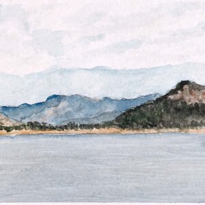 Lake Moogerah, Archival Pigment Art Print of Watercolor Painting Signed by Gillian Dwyer