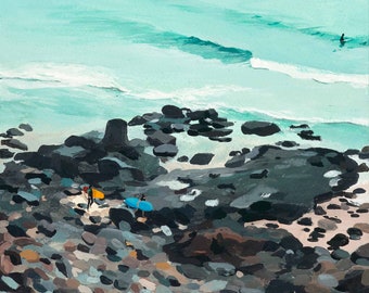 Noosa Heads, impressão de arte pigmentada de arquivo de pintura a guache assinada por Gillian Dwyer