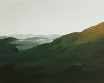 Byron Hills, impressão de arte pigmentada de arquivo de pintura a guache assinada por Gillian Dwyer