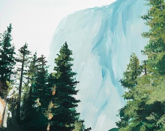 El Cap, impressão de arte pigmentada de arquivo de pintura guache original assinada por Gillian Dwyer