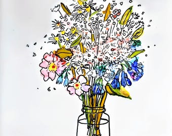 Wildflower original watercolor print