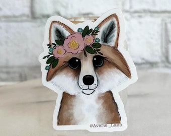 Fox with Floral Crown Sticker