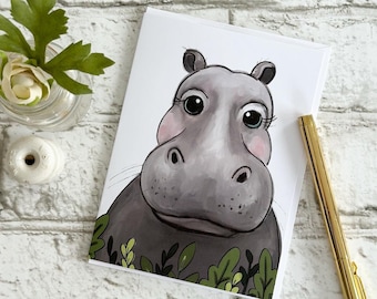 Hippo - Blank Greeting Card