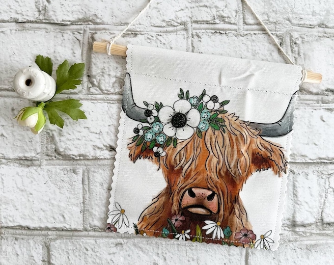 Featured listing image: Highland Cow - Banner/Wall Hanging/ Pennant