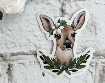 Fawn with Flowers Sticker