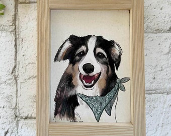 Australian Shepard / Wood Framed Print