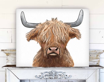Highland Cow Printed Canvas