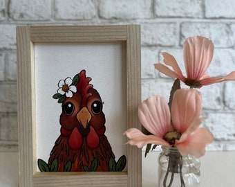 Chicken / Wood Framed Print