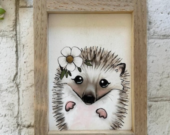 Hedgehog / Wood Framed Print