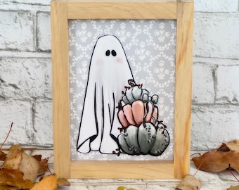 Pretty Ghost and Pumpkins