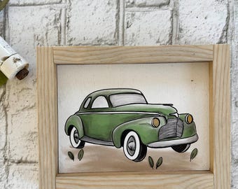 Vintage Car / Wood Framed Print