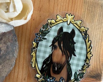 Horse Sticker - Floral Crown, Die Cut Permanent Sticker