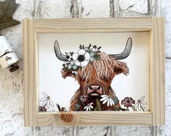 Framed Sign Highland Cow