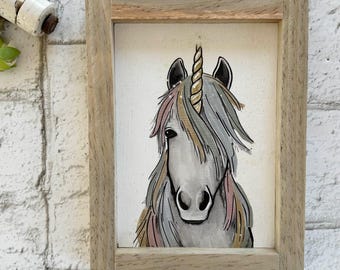 Unicorn / Wood Framed Print