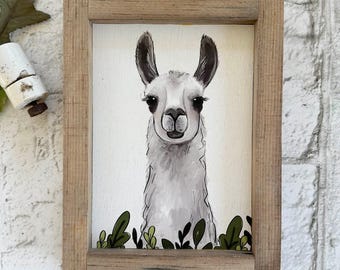Llama / Wood Framed Print