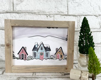 Winter Village  / Wood Framed Print