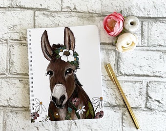 Donkey in Flowers - Small Wire Notebook