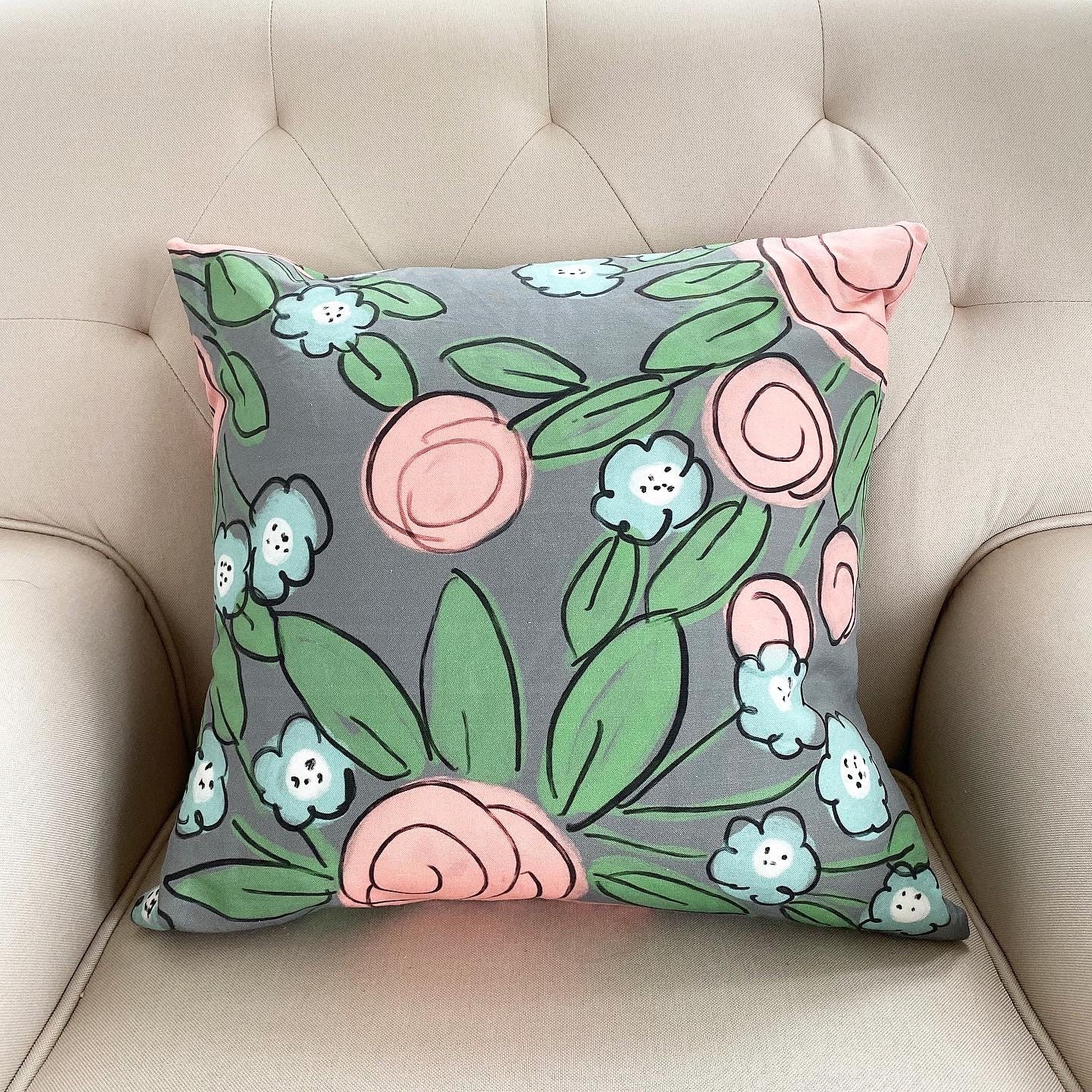 Private Listing Gray Floral Pillow