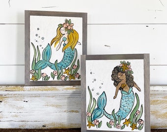 Floral Mermaid - Personalize this sign