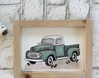 Vintage Pickup Truck / Wood Framed Print
